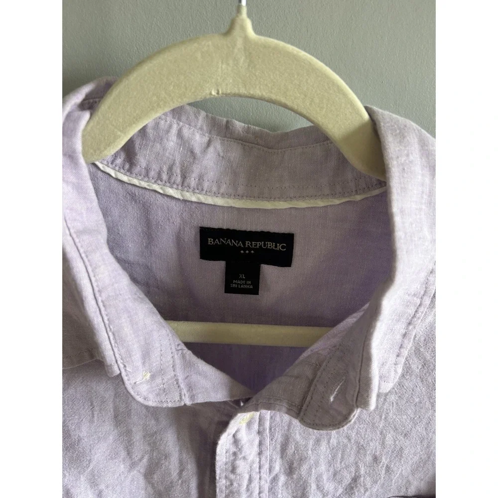 Banana‎ Republic Mens Linen Button Down Shirt Lavender Purple Long Sleeve XL